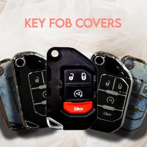 4 Button Flip Key Fob Cover & Keychain – Large Sized TPU Case (Check Fit)