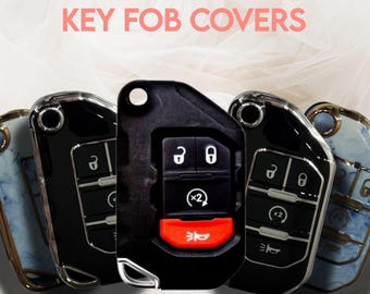 4 Button Flip Key Fob Cover & Keychain – Large Sized TPU Case (Check Fit)