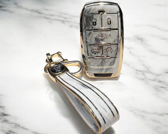 Soft TPU Car Key Fob Cover with Keychain, Protective Shell Case