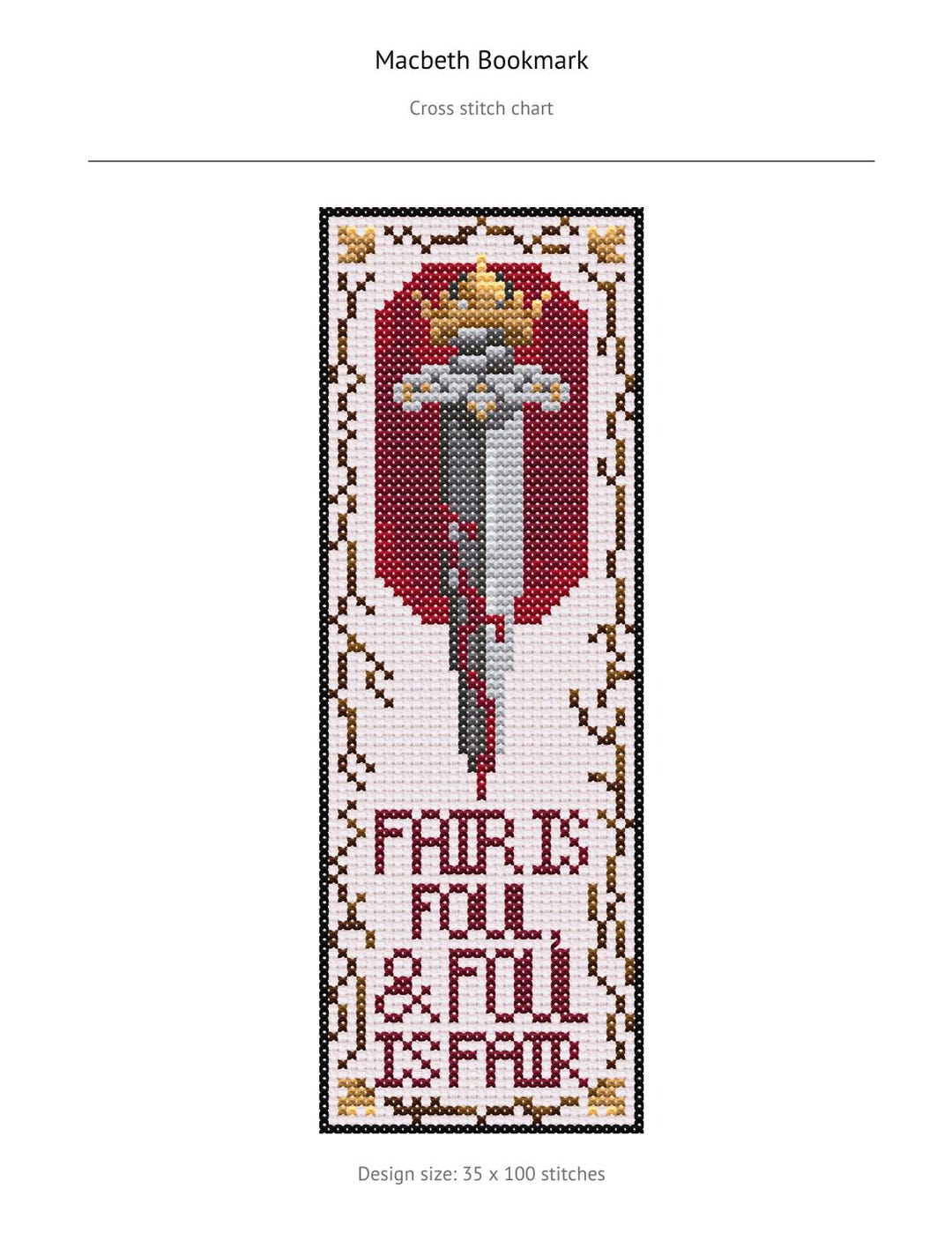 Macbeth Bookmark Cross Stitch Pattern- DIGITAL - Etsy