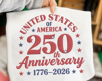 Diseño de bordado del 250 aniversario 1776 2026 Estados Unidos de América Día de la Independencia de EE. UU. Patriótico Archivo de bordado a máquina digital