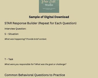 STAR Interview Worksheet | Behavioral Interview Prep PDF | STAR Method Practice Template | Printable Interview Answers Guide