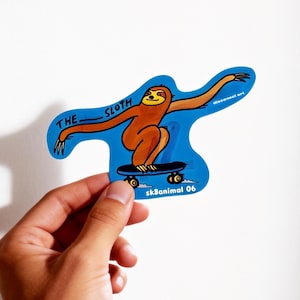 sk8animal 06 | Sloth Skating Sticker | Skateboard Sticker | Vinyl Decal