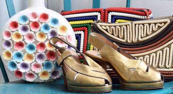 1940s style gold platforms from the 1980s