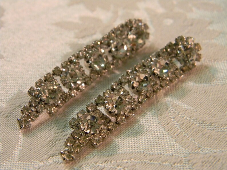 Vintage Cascading Rhinestone Stud Clip on Earrings Etsy