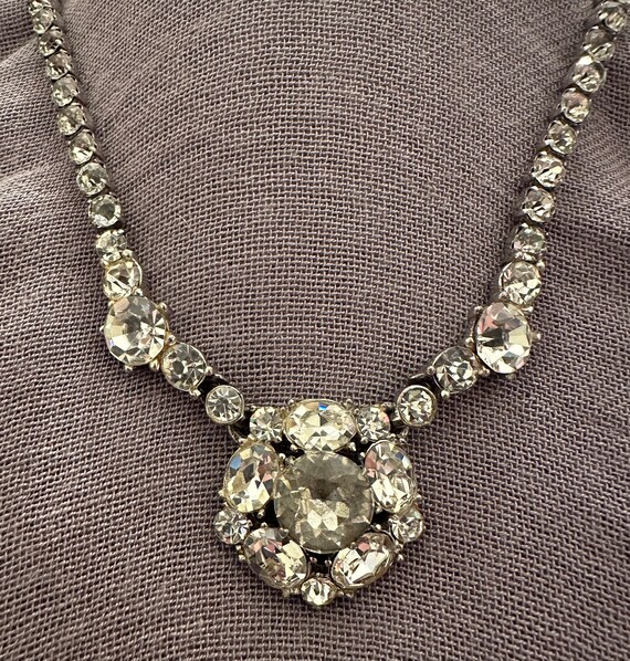Vintage Bogoff Rhinestone Choker Pendant Necklace - image 3