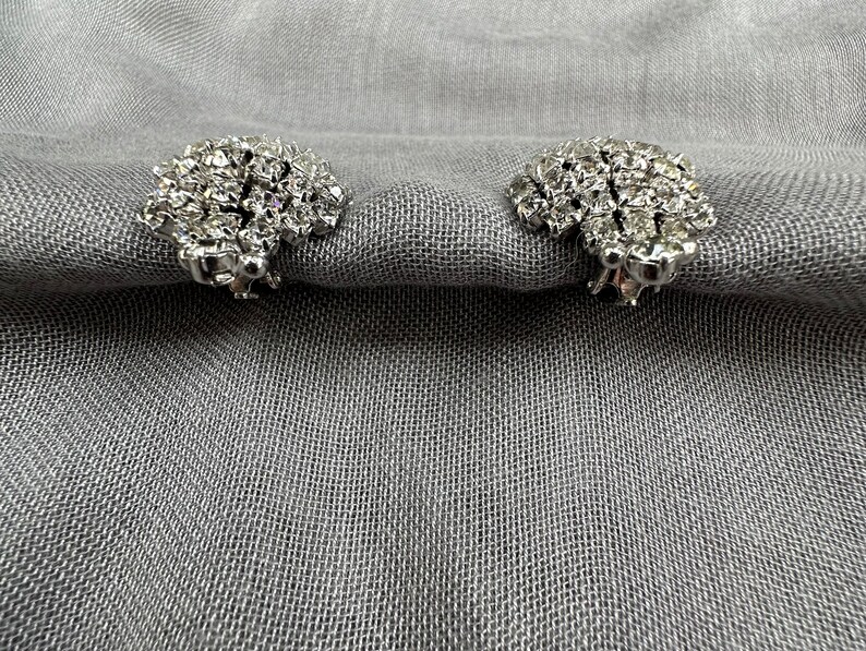 Vintage Glam Large Dome Baguette & Chaton Rhinestone Clip On Statement Earrings image 4
