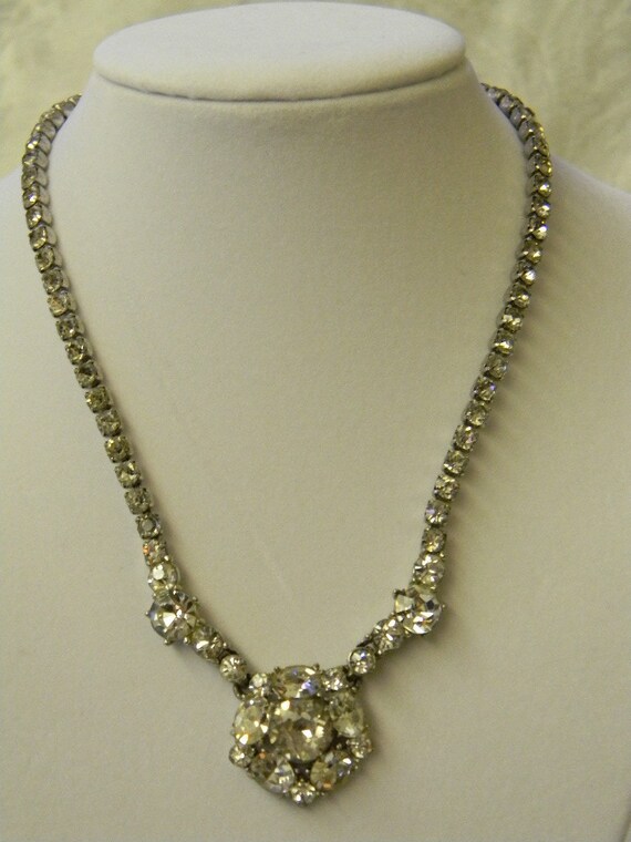 Vintage Bogoff Rhinestone Choker Pendant Necklace - image 4