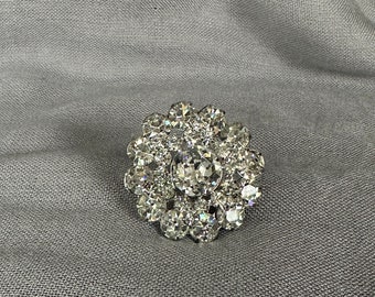 Vintage Round Dimentional Rhinestone Brooch Pin