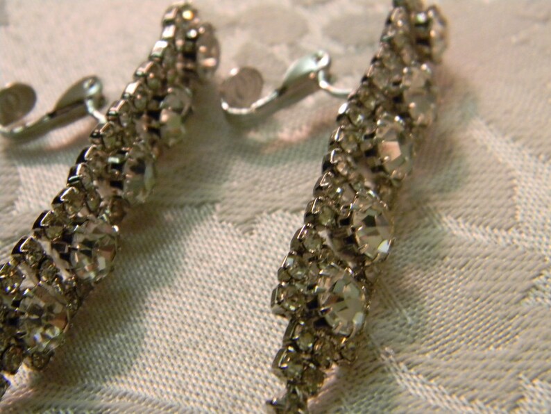 Vintage Cascading Rhinestone Stud Clip on Earrings Etsy
