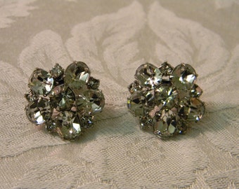 Vintage Rhinestone Clip On Earrings or Shoe Clips