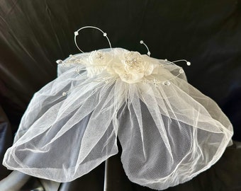 Embellished Petite Petal Ivory Tulle Veil