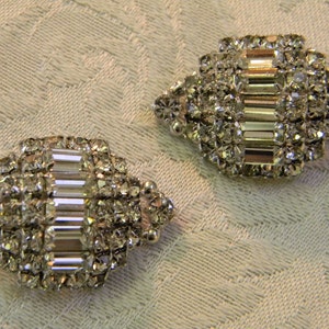 Vintage Glam Large Dome Baguette & Chaton Rhinestone Clip On Statement Earrings image 7