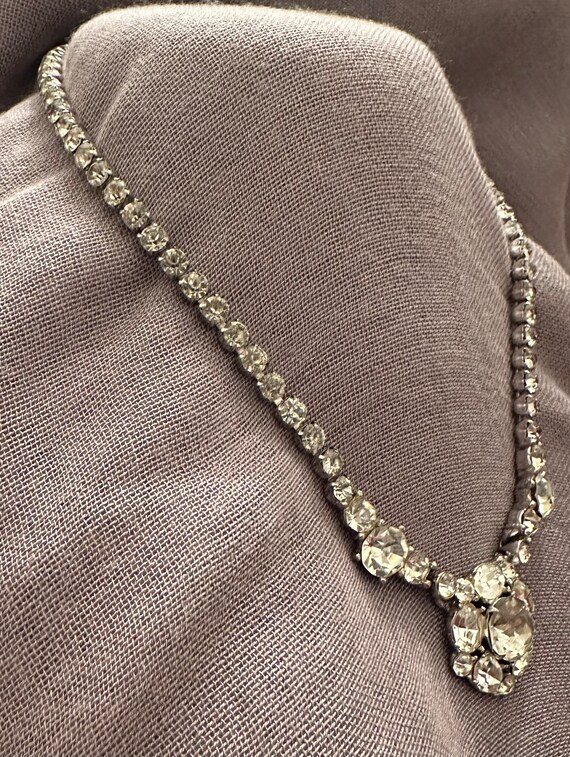 Vintage Bogoff Rhinestone Choker Pendant Necklace - image 2