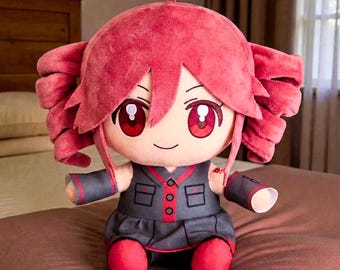 Kasane Teto Inspired Plush Doll – Red Eyes & Pink Twin Tails, – Gift for Anime Lover