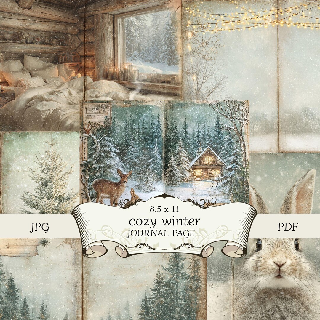 Vintage Winter Junk Journal Kit: Cozy Printable Pages (digital Download ...