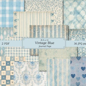 Vintage Blue Junk Journal Kit: Printable Paper, Scrapbook Pages (Digital Download)