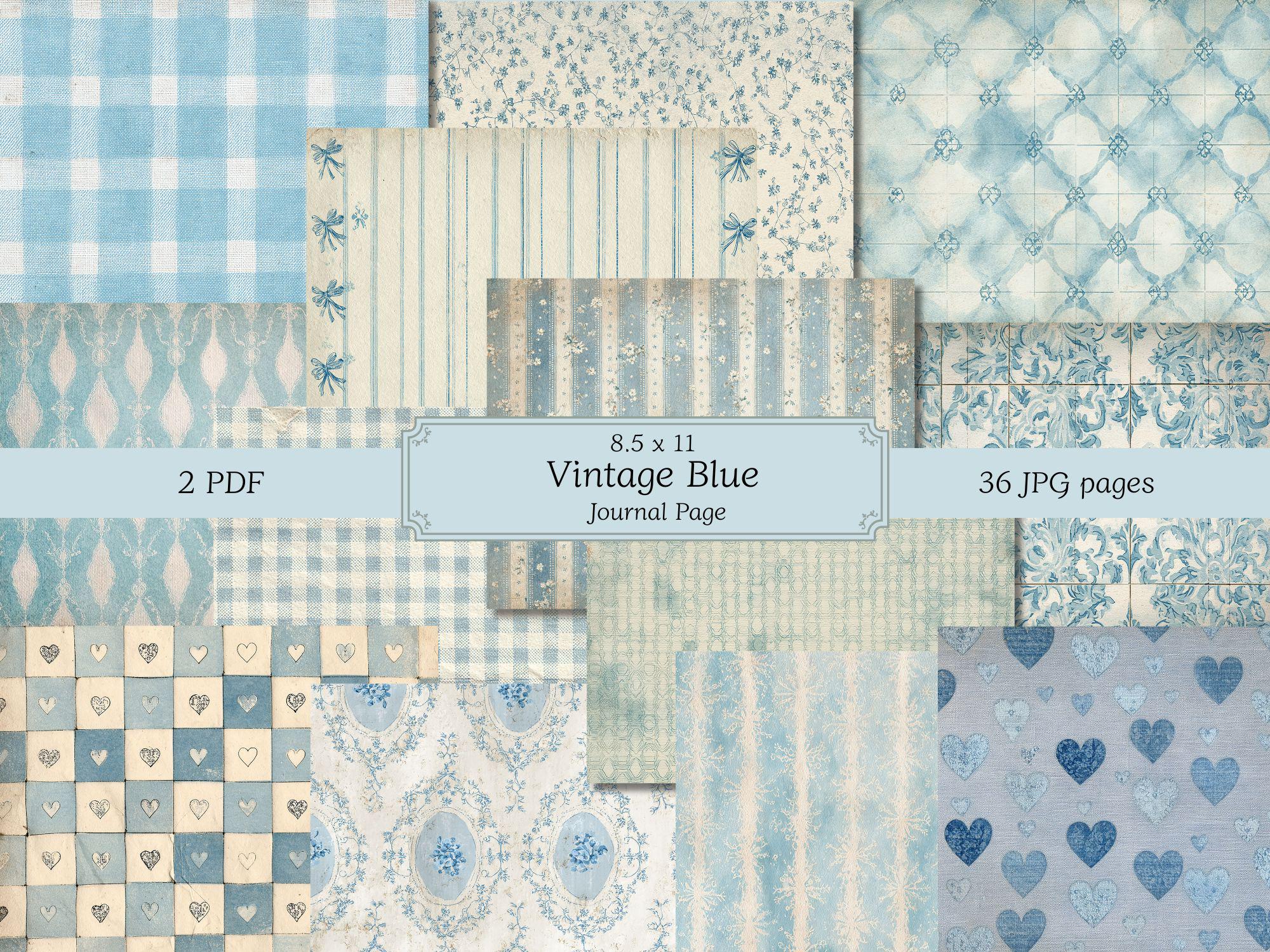 Vintage Blue Junk Journal Kit: Printable Paper, Scrapbook Pages ...