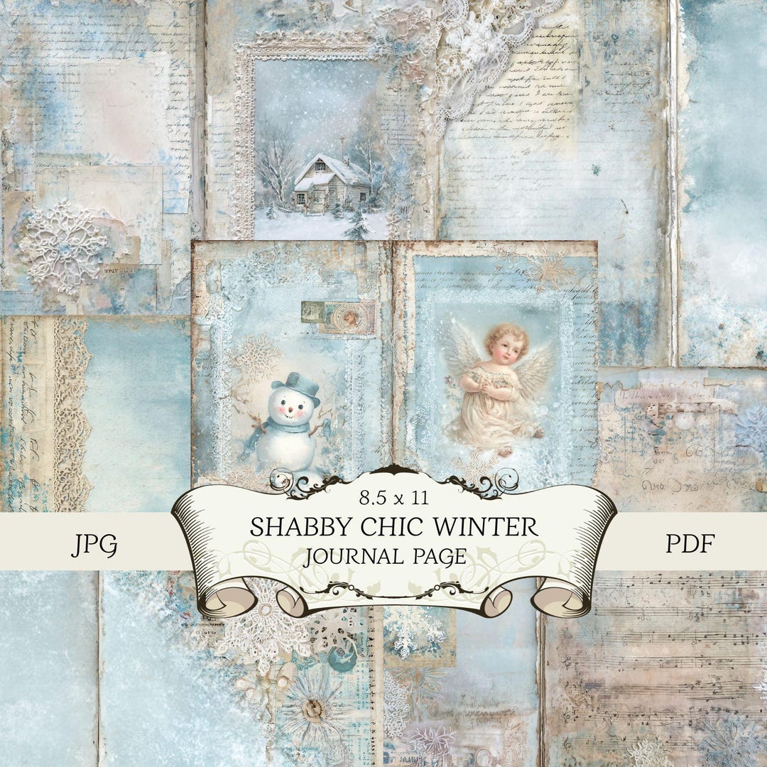 Vintage Shabby Chic Winter Junk Journal Kit: Printable Pages Digital ...