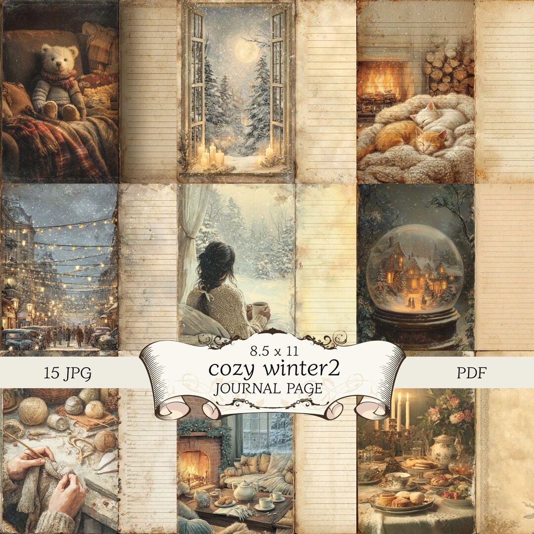 Cozy Winter Junk Journal Kit: Printable Journal Page Digital Download ...