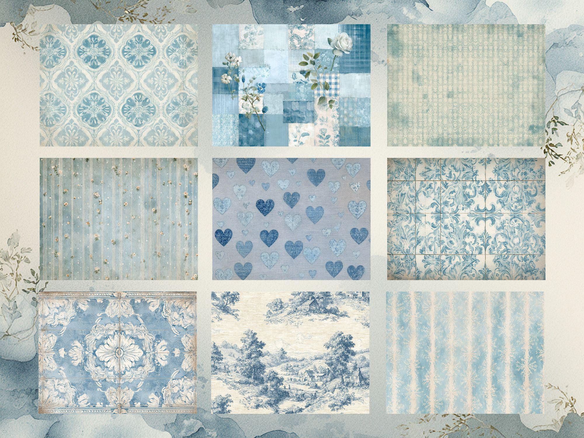 Vintage Blue Junk Journal Kit: Printable Paper, Scrapbook Pages ...