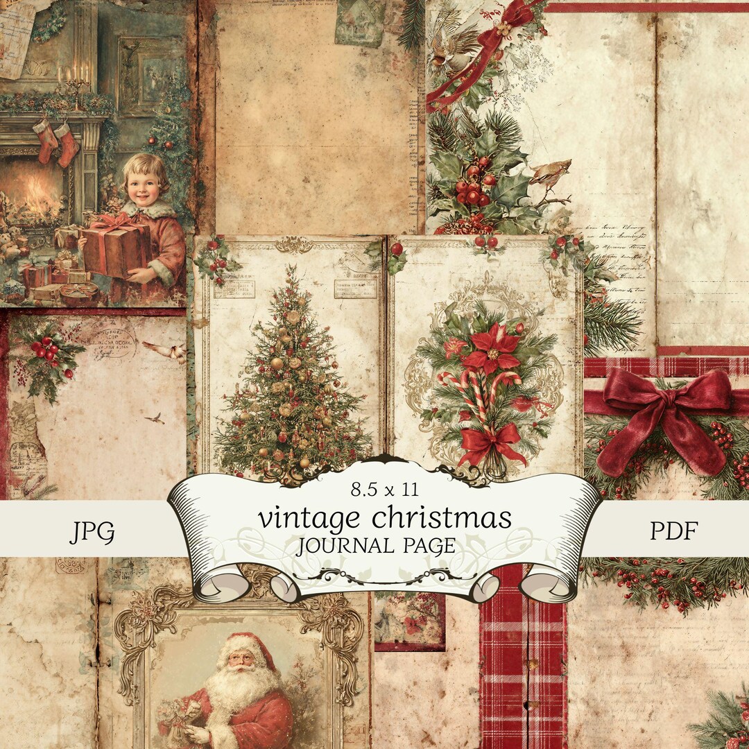 Vintage Christmas Junk Journal Kit: Printable Pages (digital Download ...