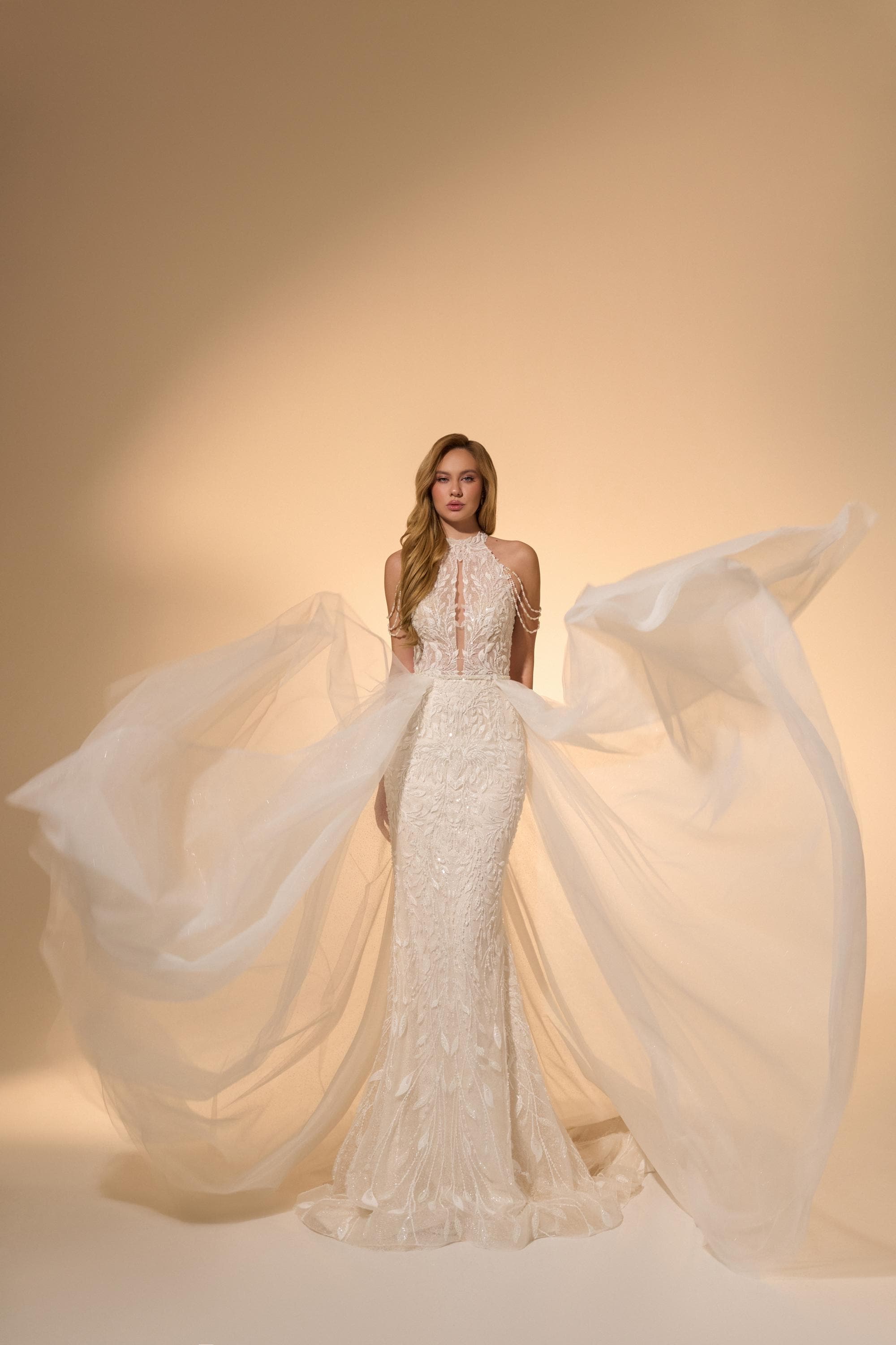 halter neck mermaid wedding dress Simple Ivory Satin Sweep Train Mermaid 2 Lace Halter Mermaid Bridal Gown