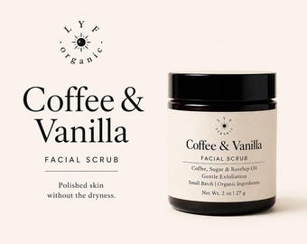 Organic Coffee Facial Scrub | Rosehip, Jojoba, Meadowfoam Oils | Exfoliating Face Polish