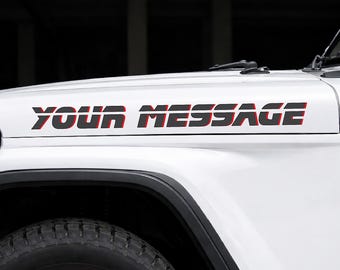 Custom Jeep Hood Name Decal with Shadow | Set of 2 Vinyl Lettering