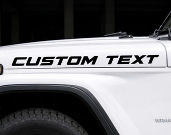 Custom Jeep Hood Decal | Set of 2 Vinyl Lettering | Clean Letters Style