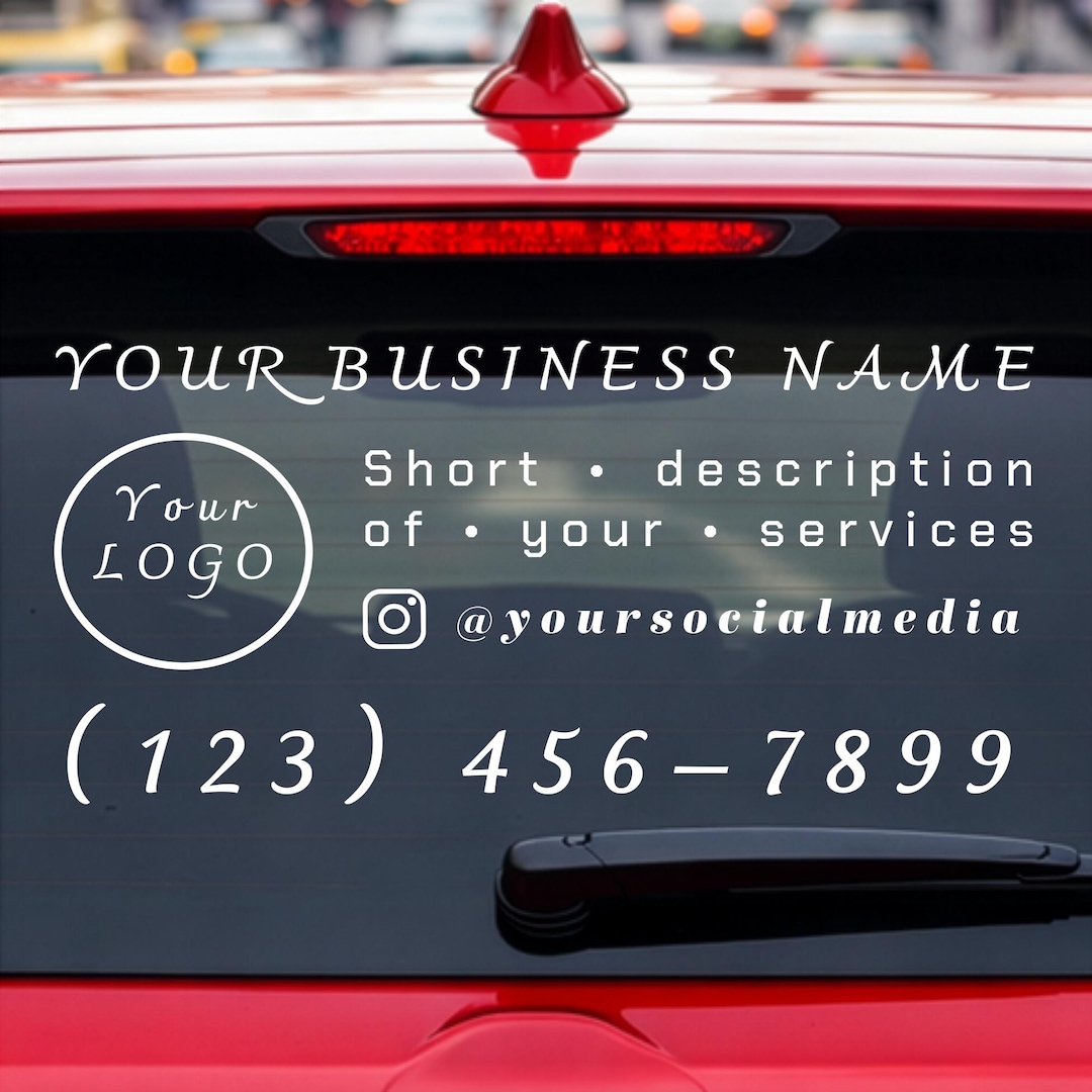 Custom Business Logo | Rear Window Decal | Vehicle Vinyl Lettering ...