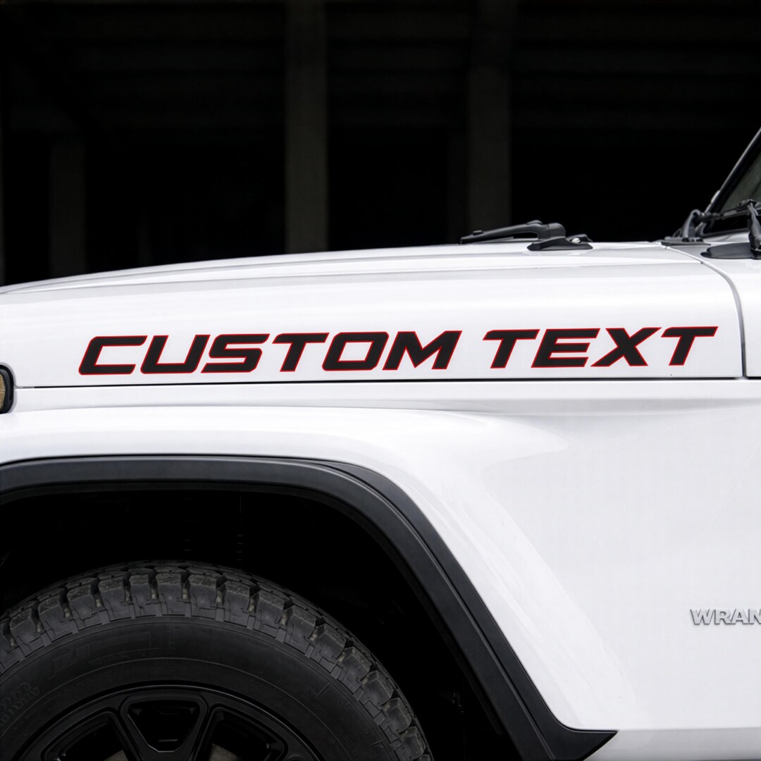 Jeep Custom Lettering Custom Jeep Hood Decal | Set of 2 Vinyl Lettering | Outline Shadow ...