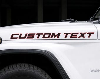 Custom Jeep Hood Decal | Set of 2 Vinyl Lettering | Outline Shadow Letters Style