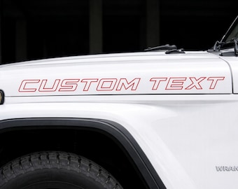 Custom Jeep Hood Decal | Set of 2 Vinyl Lettering | Outline Letters Style