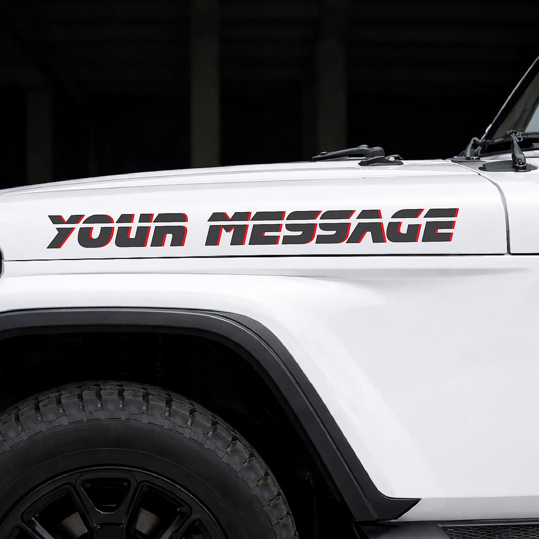 Jeep Custom Lettering Custom Jeep Hood Name Decal With Shadow | Set of 2 Vinyl Lettering - Etsy