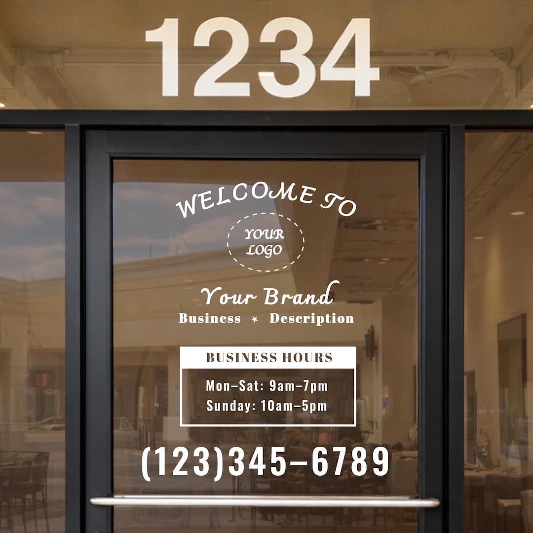 Custom Storefront Business Hours Decal | Glass Door & Window Vinyl ...