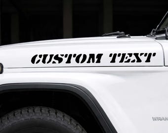 Custom Jeep Hood Decal | Set of 2 Vinyl Lettering | Clean Letters | Adventure Style