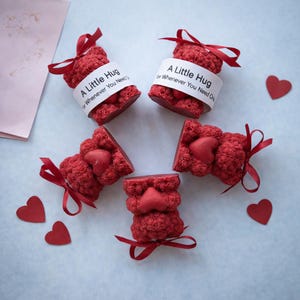 Cute Heart Token Teddy Bear Candle, Friendship token gift, Candle Keepsake Gift, Tiny Heart Token Gift