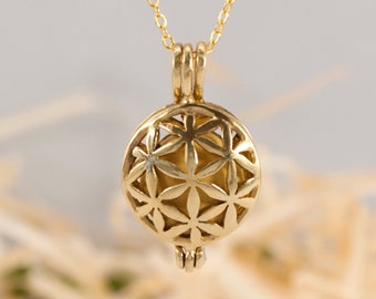 Essential Oil Diffuser Necklace, Aromatherapy brass locket,flower of life, sacred geometry, Gift Her Scent, Gift with meaning