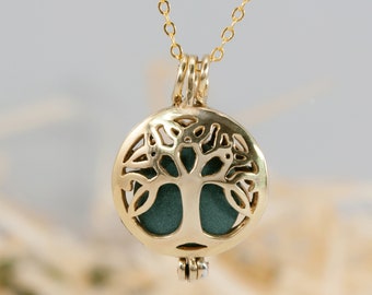 Essential Oil Diffuser Necklace, Aromatherapy locket, Celtic tree of life, sacred geometry, Brass Locket Pendant, Gifting