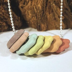 Rainbow Porcelain Flower Necklace: Essential Oil Diffuser, Sterling Silver Chain