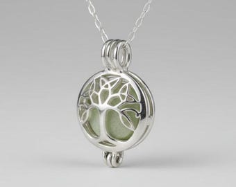 Baum des Lebens Aromatherapie Locket: Silber Halskette für ätherisches Öl Diffuser