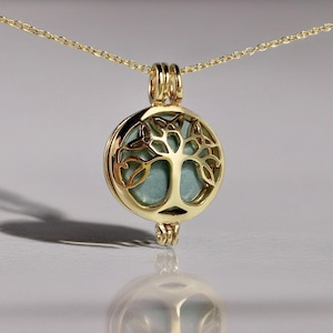 Celtic Tree of Life Brass Locket: Aromatherapy Essential Oil Diffuser Necklace