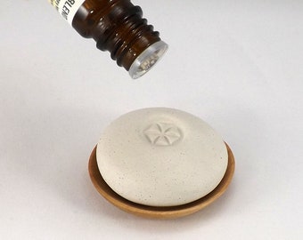 Ceramic aroma diffuser, wood saucer, Australian bush essences, home balance, Stone Diffuser, spa gift set