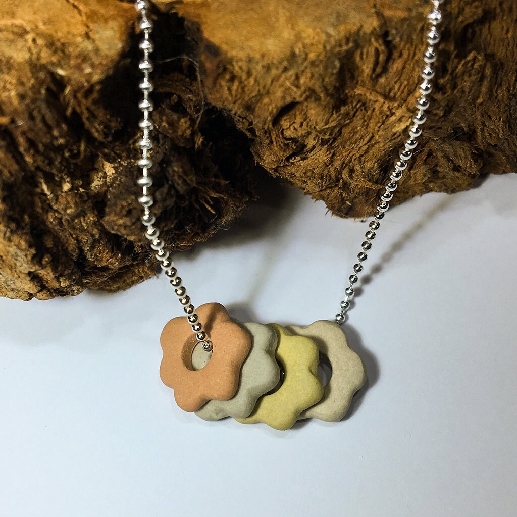 Aromatherapy Necklace Porcelain Flowers 