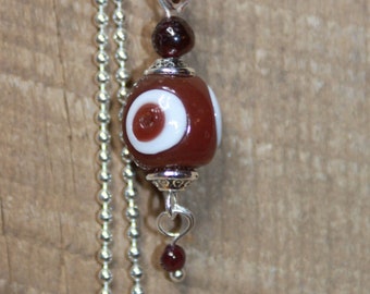 Garnet & Oxblood Evil Eye Pendant Red Good Luck Pendant