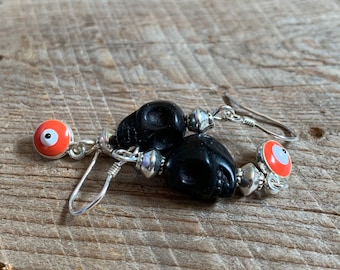 Skull and Evil Eye Earrings