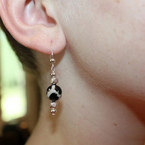 SariBlue® Black and White Agate Dangle Earrings image 6