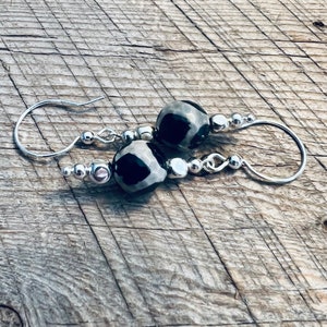 SariBlue® Black and White Agate Dangle Earrings image 8