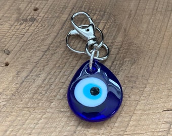 Blue Teardrop Evil Eye Keychain handmade glass pendant keychain New Driver Gift New Home Gift